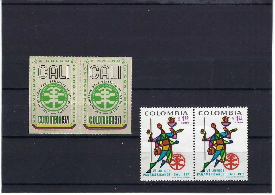6th PAN AMERICAN  GAMES ATHLETIC  CALI- COLOMBIA 1971  Cinderellas- Stamps  pair - Image 1 of 1