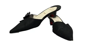 Cristian louboutin  Paris Black Pointed Toe Mules Sz  38 - Picture 1 of 12