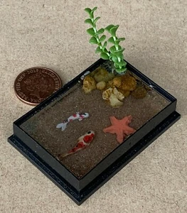 Dolls House Oblong Plastic Pond 2 Koi Carp & Orange Starfish 1:12 Scale tumdee - Picture 1 of 6