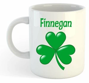 Finnegan - Trèfle Nom Personnalisé Tasse - Irlandais st Patrick Cadeau - Picture 1 of 1
