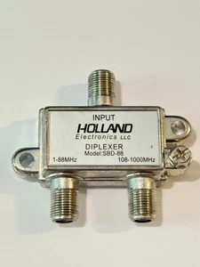 Holland SBD-88 CATV Diplexer Sub-Band 1-88.2Mhz Forward 102-1218Mhz DOCSIS 3.1 - Picture 1 of 3