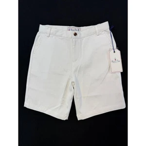 Classic Prep Shorts Kids 10 White Hudson Solid Pique Cotton Retro Preppy Euro - Picture 1 of 16