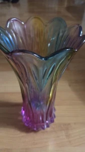 Kristallglas bunt irisierende Vase große Blume Home Living Tischdeko - Bild 1 von 7