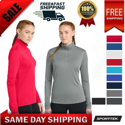 Pullover Sport-Tek para mujer 1/4 cremallera que absorbe la humedad manga larga ligero LST357 Foto 1 de 3