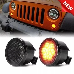 NEW LED Turn Signal Light Assembly Smoke Lens Fit's 2007-2018 Jeep Wrangler JK✅ - Picture 1 of 15