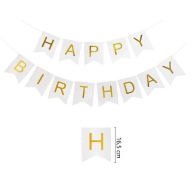 Happy Birthday Girlande 13-teilig Gold mit Band und Nadel zum einfädeln - Bild 1 von 4