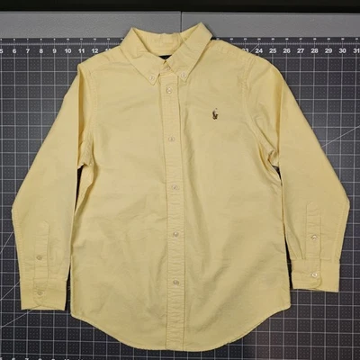 Camisa Polo Ralph Lauren Niños 7 Amarilla Blake Abotonada Preppy Academia Clásica Foto 1 de 4