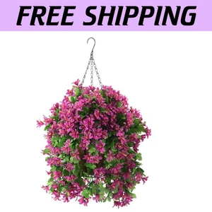 Chic 10-Inch Hanging Planter with UV Protected Artificial Violets for Outdoors - Picture 1 of 8