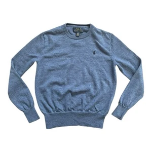 Polo Ralph Lauren Blue Wool Sweater size 10-12 preppy classic old money luxury - Picture 1 of 5
