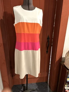 CALVIN  KLEIN  sleeveless color block sheath dress zipper back size 12 VGC - Picture 1 of 6