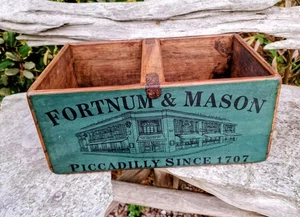 Fortnum And Mason Wooden Waxed Box With Handle 35cm Vintage Style F & M New - Picture 1 of 3