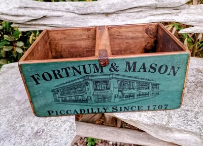 Fortnum And Mason Wooden Waxed Box With Handle 35cm Vintage Style F & M New - Image 1 of 3