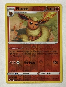 2020 Pokemon SWSH Vivid Voltage Flareon Reverse Holo 026/185 Ungraded - Bild 1 von 2
