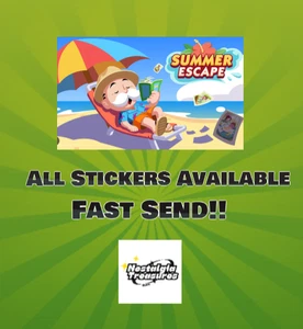 All Mon_opoly_Go Stickers Summer Escape Album - Fast Send! - Picture 1 of 1
