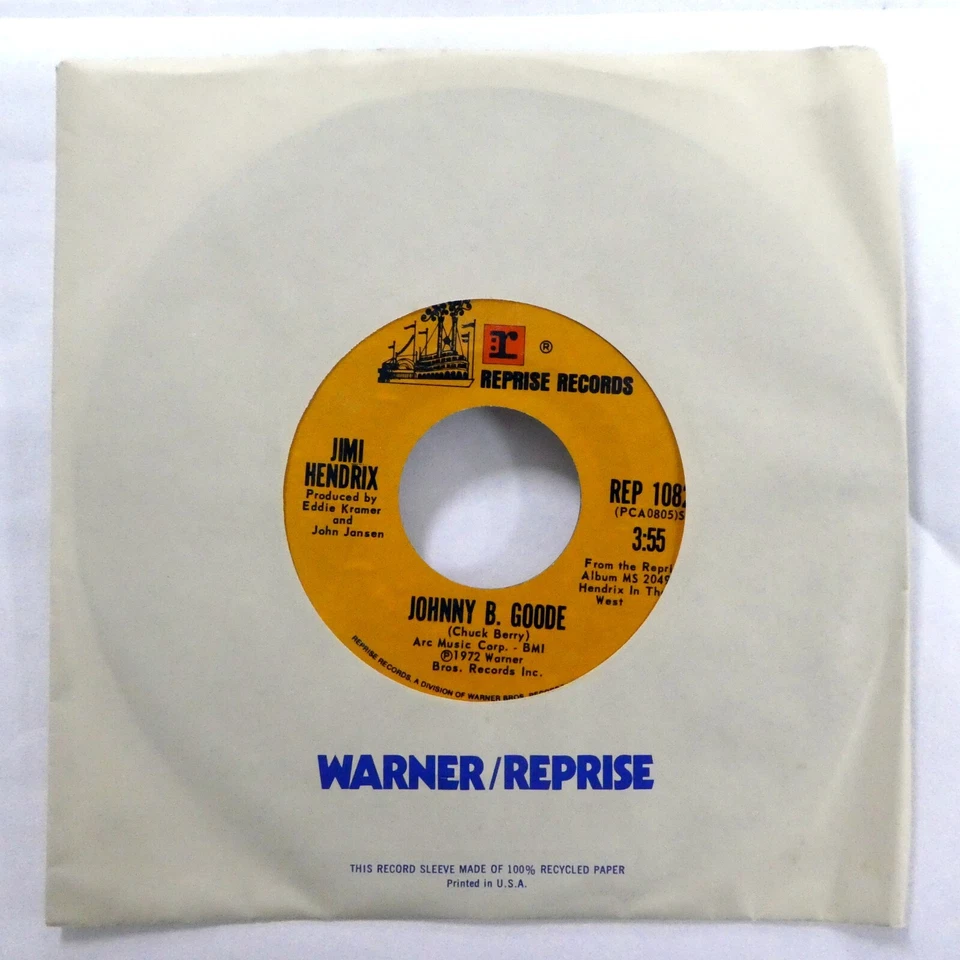 Jimi Hendrix 45 Johnny B Goode / Lover Man 1972 Reprise REP-1082 MINT- #2523 - Image 1 of 3