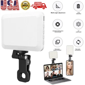 Portable LED Selfie Fill Light with Clip USB Rechargeable 3 Light Modes 10-Level - Picture 1 of 14