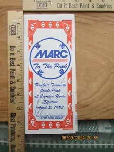 marc Baseball trains to oriole park Camden yards Timetable brochure 1993 - Picture 1 of 6