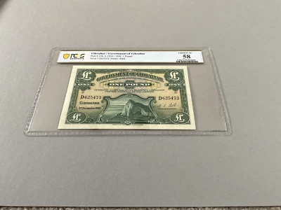 Gibraltar 1 Pound P-15b 1949  PCGS 58 - Image 1 of 4