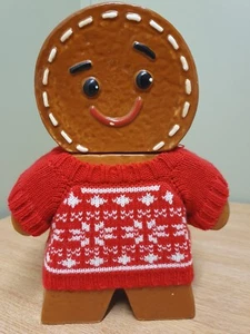 Gingerbread Man Novelty Cookie Jar Biscuit Barrell With Red Christmas Jumper - Picture 1 of 10