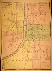 1873 City Map ~ GRAND RAPIDS, KENT County, MICHIGAN ~ (17x25)-#35 - Picture 1 of 3