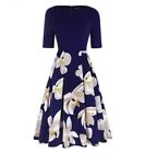 Oxiuly Blue Magnolia Retro Fit And Flare Skater Dress Size Small