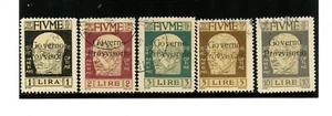 Fiume #143-147 (F766) Gabriece d' Annunzio O/P 1921, U,FVF, CV$560.00 - Picture 1 of 2