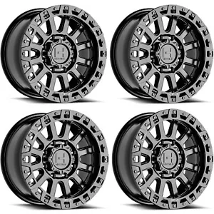 Set 4 18" Hostile H139 Dominator Asphalt 18x9 Wheels 8x180 12mm Truck Rims - Picture 1 of 7