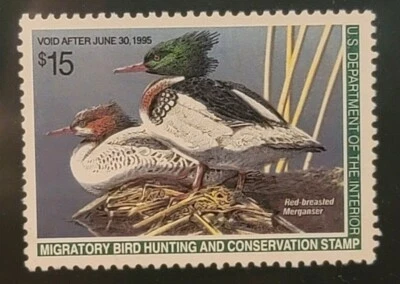 Scott#: RW61 - Red-breasted Mergansers MNHOG XF90 with PSE certificate - Image 1 of 2