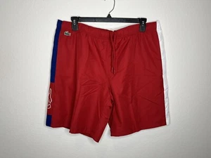 Lacoste Sport rote gewebte Herrenshorts Größe 7 XL X-Large neu mit Etikett - Bild 1 von 5