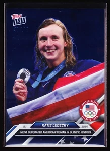 Katie Ledecky Most Decorated Women in Olympics 2024 Topps Now #11 Blue Foil /49 - Picture 1 of 2