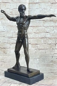 Greek Poseidon Nude Bronze Marble Sculpture Hot Cast Mythical Figurine Statue NR - Picture 1 of 10