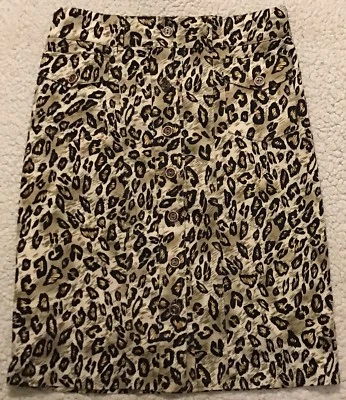 Monte Milano Womens Skirt Size Medium Cheetah Print Knee Length Button Front - Image 1 of 3