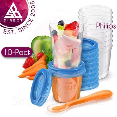 Juego de vasos de almacenamiento de alimentos Philips Avent para el hogar y fuera de casa│con cuchara de destete│Sin BPA Foto 1 de 4