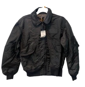 COCKPIT Aviator Flight Bomber Jacket Z2285 Made in USA Nylon Black Sz XL NWT - Picture 1 of 11