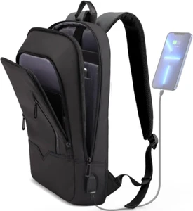 Backpack for Men Business Slim Backpack with USB Charger Computer Lightweight An - Picture 1 of 12