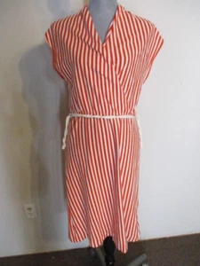 Anthropologie Saturday Sunday Faux Wrap Striped Cotton Dress w Rope Belt M - Picture 1 of 6