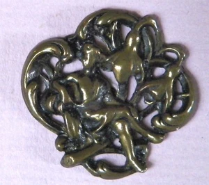 Bb Mädchen & Blumen JUGENDSTIL Metall KNOPFFORM !!! Große - Bild 1 von 3