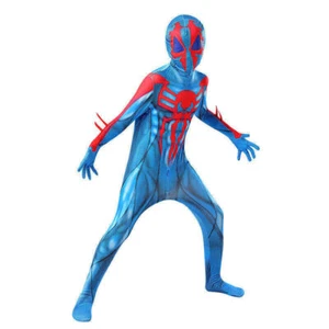 Kids Boys Spiderman 2099 Jumpsuit + Mask Halloween Cosplay Costume Fancy Dress - Picture 1 of 8