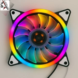 120mm 12cm RGB LED Computerlüfter PC Gehäuselüfter Dual Ring Bright Colorfull - Picture 1 of 5