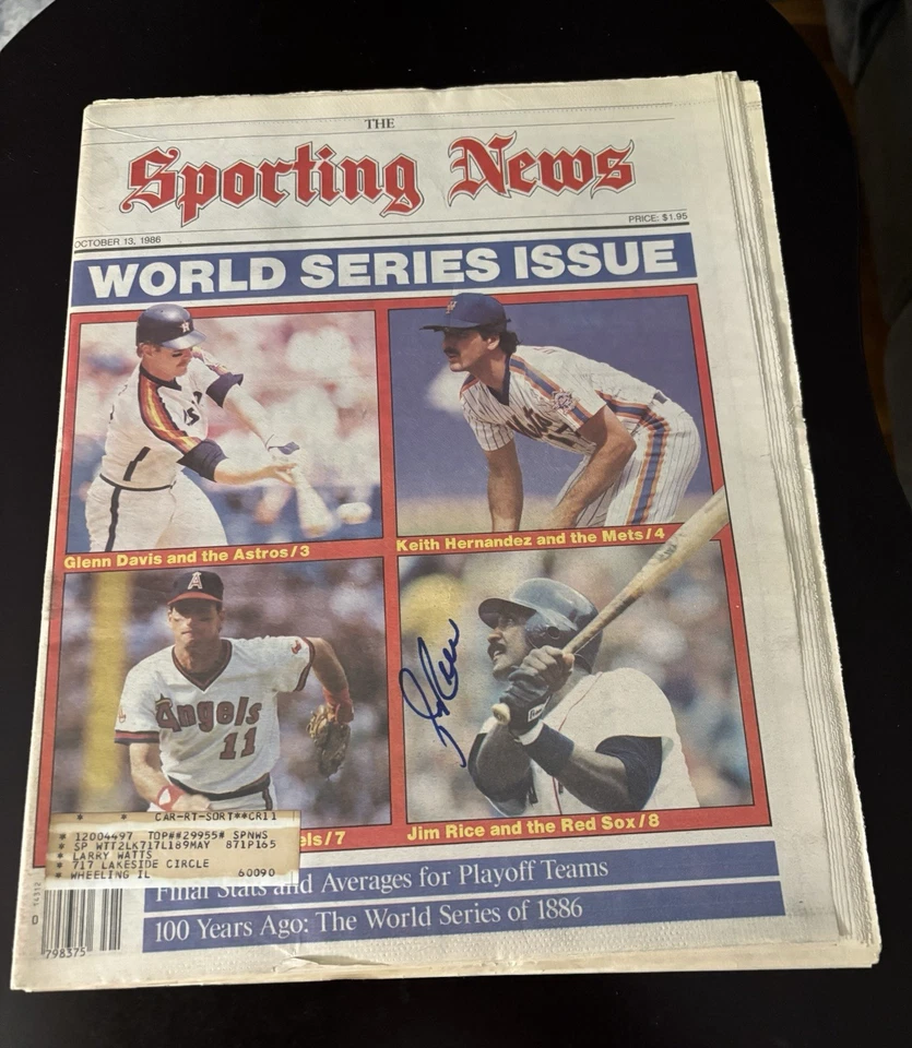 Jim Rice Signed Autographed 1986 World Series Edition Sporting News Beauty ! - Image 1 of 3