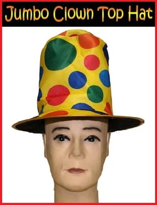 Jumbo CLOWN TOP HAT Coloured Polka Dots Spot Carnival Circus Clown Costume Party - image 1 of 2