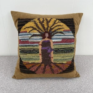 Handgewebtes Wollkunst Kissen Frau Baum Wandteppich Sedona Galerie Künstler einzigartig 16 Zoll - Bild 1 von 16