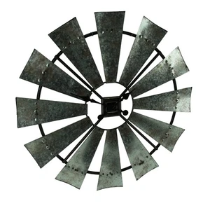 Scratch & Dent Distressed Grey Rustic 30 inch Metal Windmill Wall Clock - Picture 1 of 6
