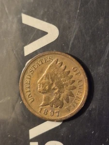 1897 Indian Head Penny 1 Cent Piece US Coin NICELY CIRCULATED F/VF - Picture 1 of 7