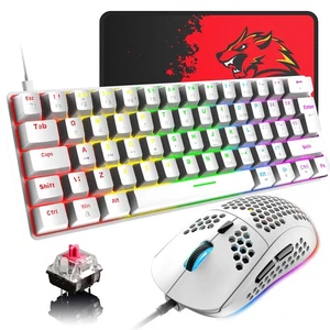 60% Gaming-Tastatur verdrahtete mechanische und Maus-Set, RGB-Leuchten 62 Tasten - Picture 1 of 20