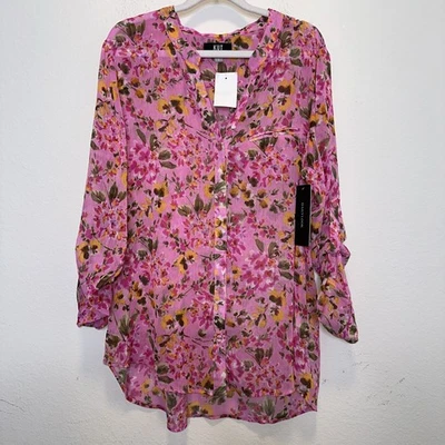 KUT from the Kloth Jasmine Chiffon Blouse Medium Sheer Gauze Artsy  - Image 1 of 4