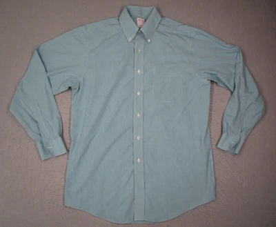 Camisa de vestir Brooks Brothers para hombre 15,5 34 verde a cuadros abotonados trabajo Supima Foto 1 de 4