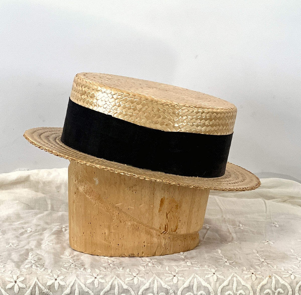Boater Hat BABYOND Straw 1920s Gatsby Style (S/M L/XL Sizes