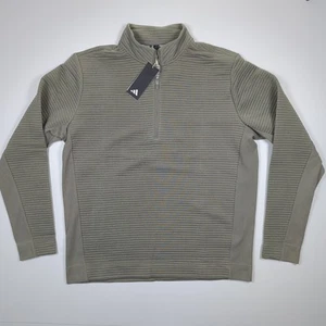 New Adidas Ultimate365 DWR Textured 1/4 Zip Pullover Mens L Silver Pebble Golf - Picture 1 of 9