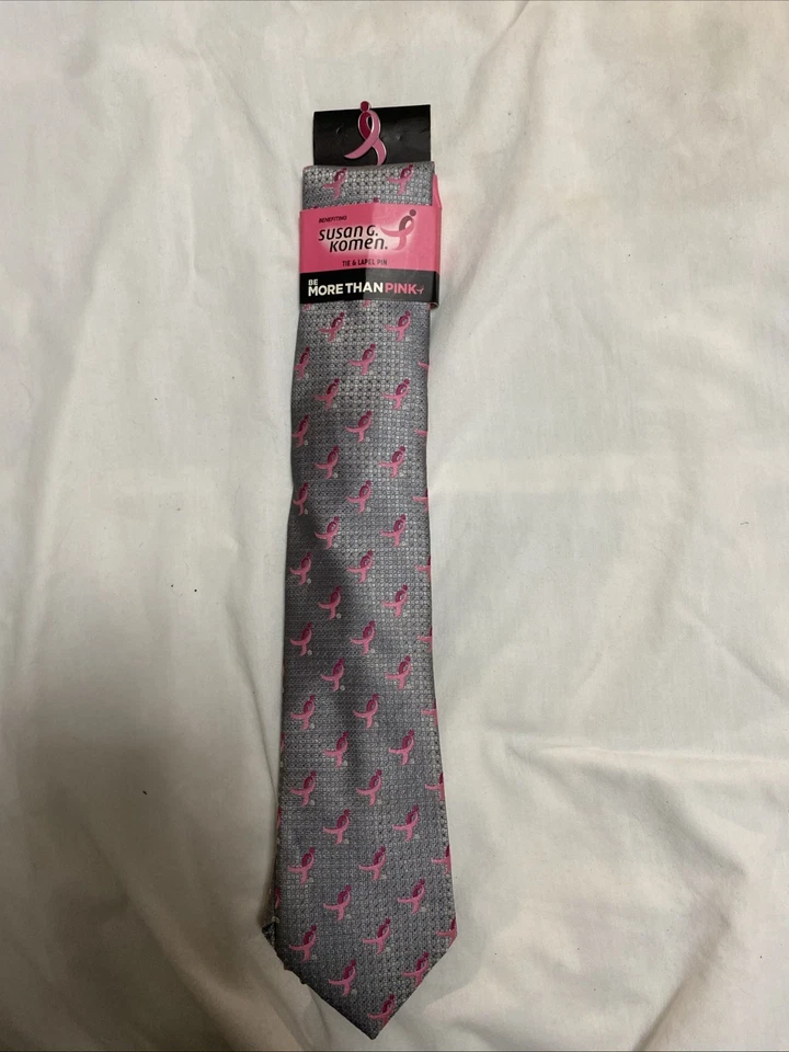 灰色和粉红色领带男式乳腺癌意识 Susan G. Komen Knots for Hope — 第 1/4 张图片